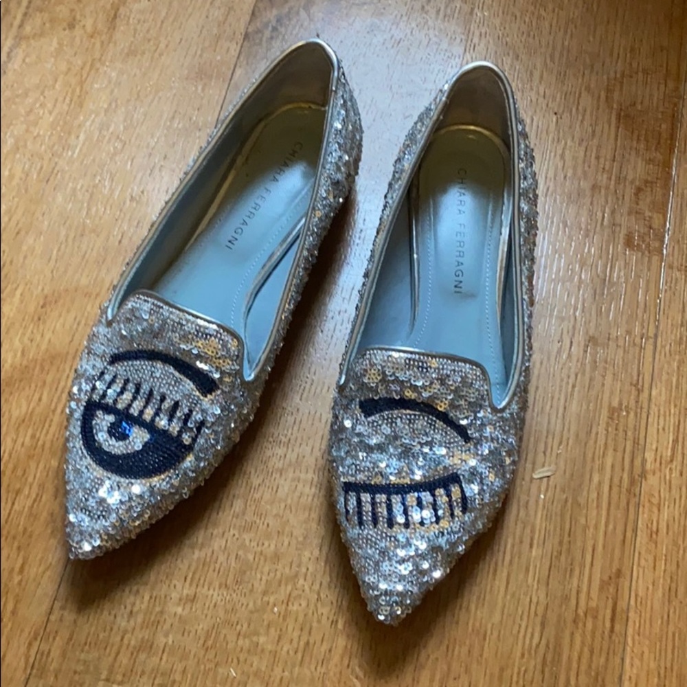 Silver Sequin Chiara Ferragni flats